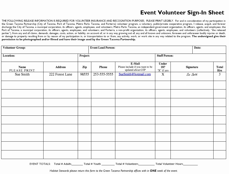 Volunteer Sign In Sheet Elegant 10 Free Sample Volunteer Sign In Sheet Templates