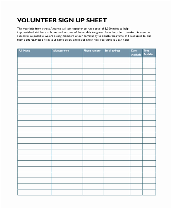 Volunteer Sign In Sheet Inspirational Sample Sign In Sheet 9 Examples In Pdf Word