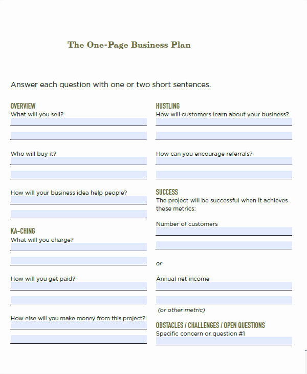 1 Page Business Plan Fresh 31 Sales Plan formats