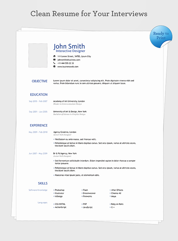 1 Page Resume Template Awesome 11 Psd E Page Resume Templates Designbump