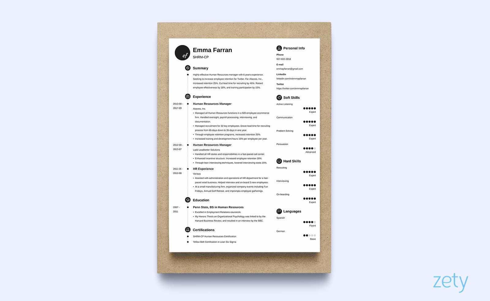 1 Page Resume Template Fresh E Page Resume Templates 15 Examples to Download and Use now