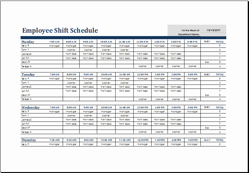 12 Hour Shift Schedule Awesome Employee Shift Schedule Template Ms Excel