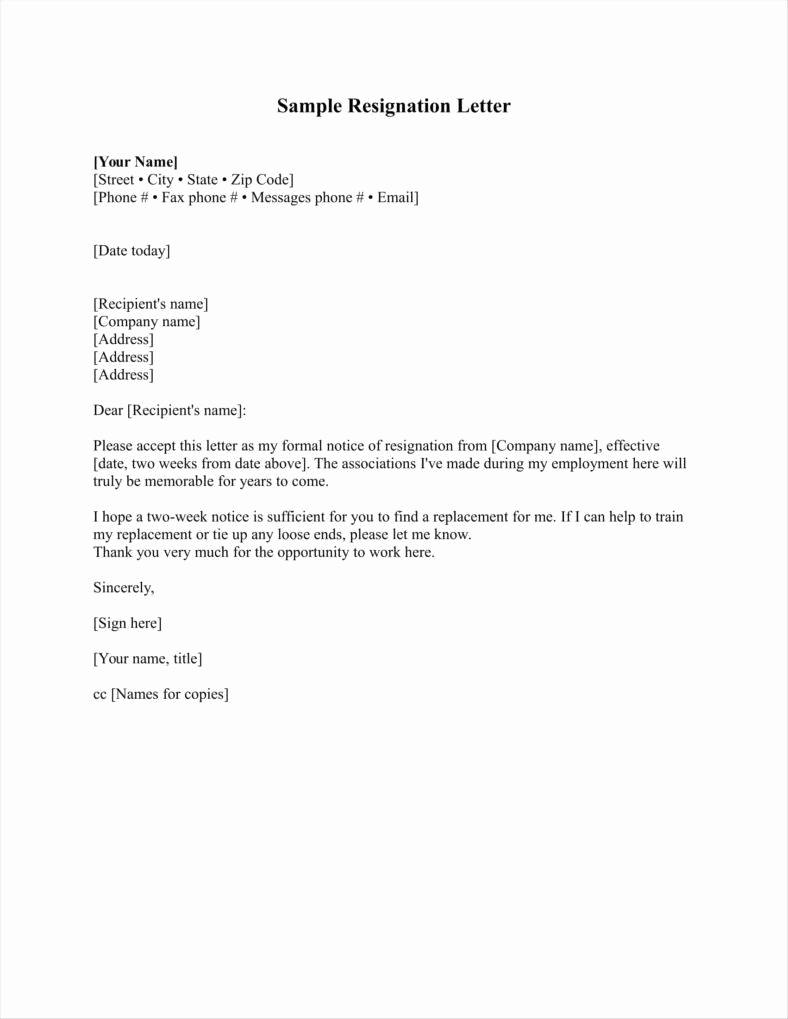 2 Week Notice Letter Template Beautiful 33 Simple Resign Letter Templates Free Word Pdf Excel