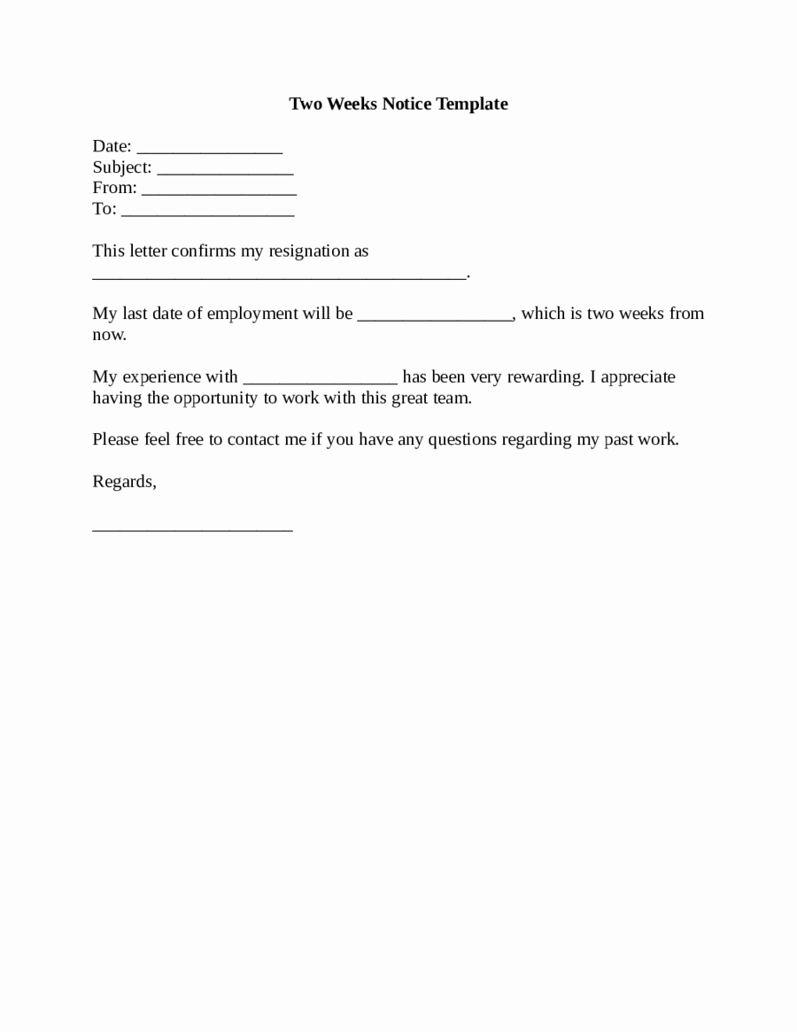 2 Week Notice Letter Template Best Of 2019 Two Weeks Notice Fillable Printable Pdf &amp; forms