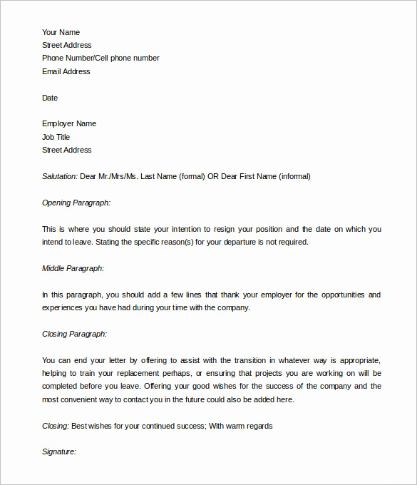 2 Week Notice Letter Template Lovely 40 Two Weeks Notice Letter Templates Free Pdf formats