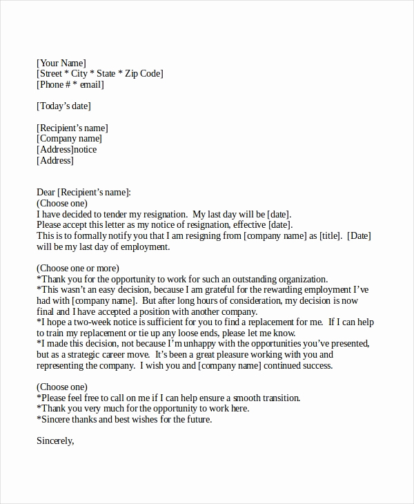 2 Week Notice Letter Template Unique 10 Two Weeks Notice Letter Examples Google Docs Ms