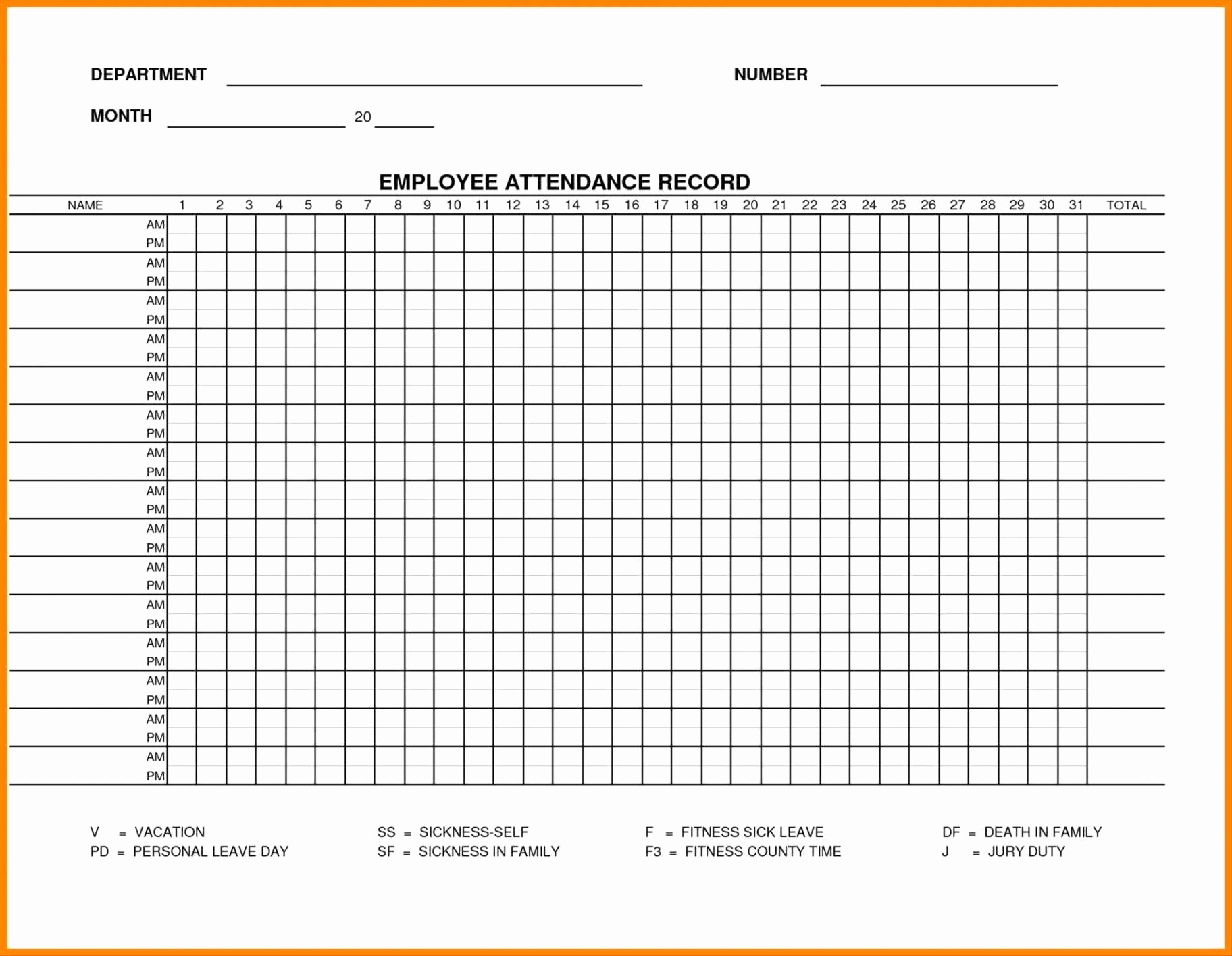 2019 attendance Calendar Free Best Of Employee attendance Record Template Excel Heritage