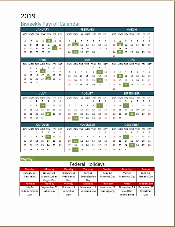 2019 Biweekly Payroll Calendar Template Awesome 2018 Biweekly Payroll Calendar Template