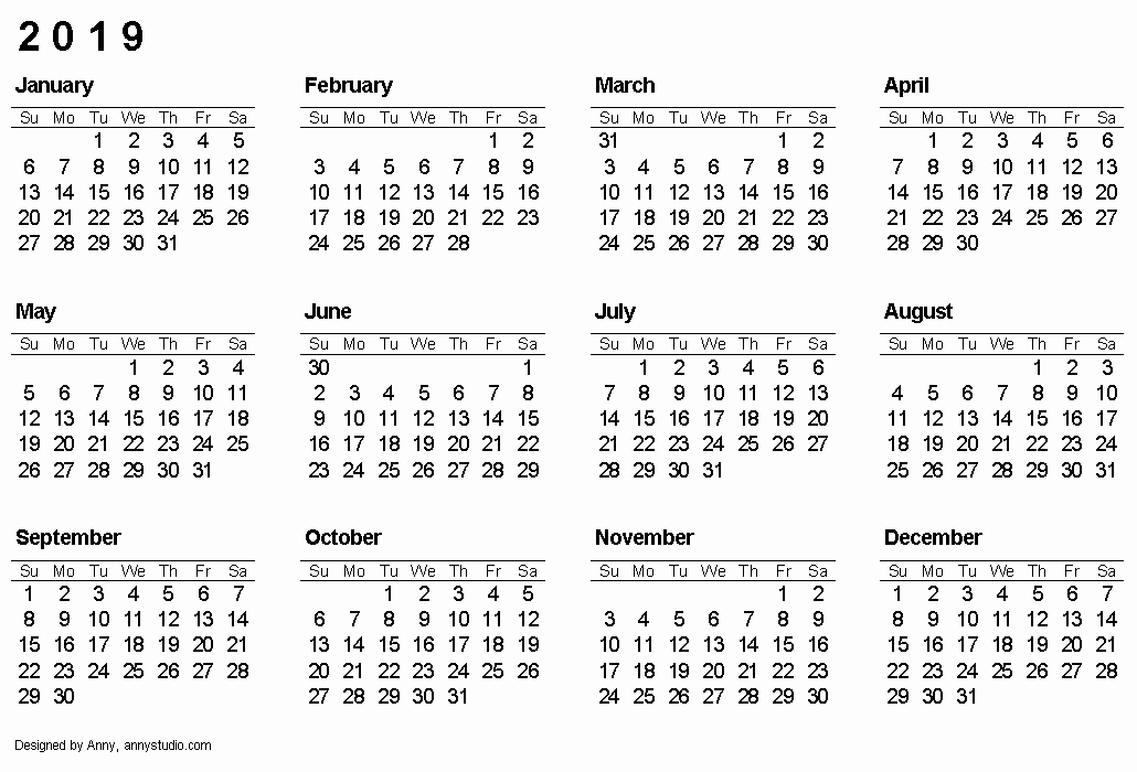 2019 Calendar Template Word Awesome 2019 Printable Calendar Word