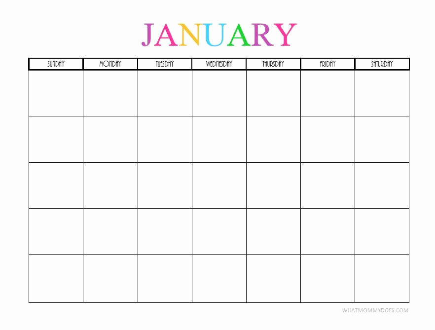 2019 Monthly Calendar Template New Free Printable Blank Monthly Calendars – 2018 2019 2020