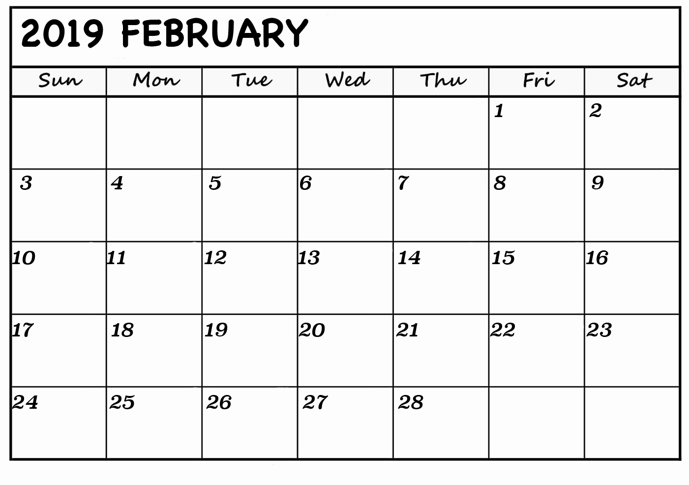 2019 Monthly Calendar Template Unique Printable February 2019 Calendar Fresh Calendars
