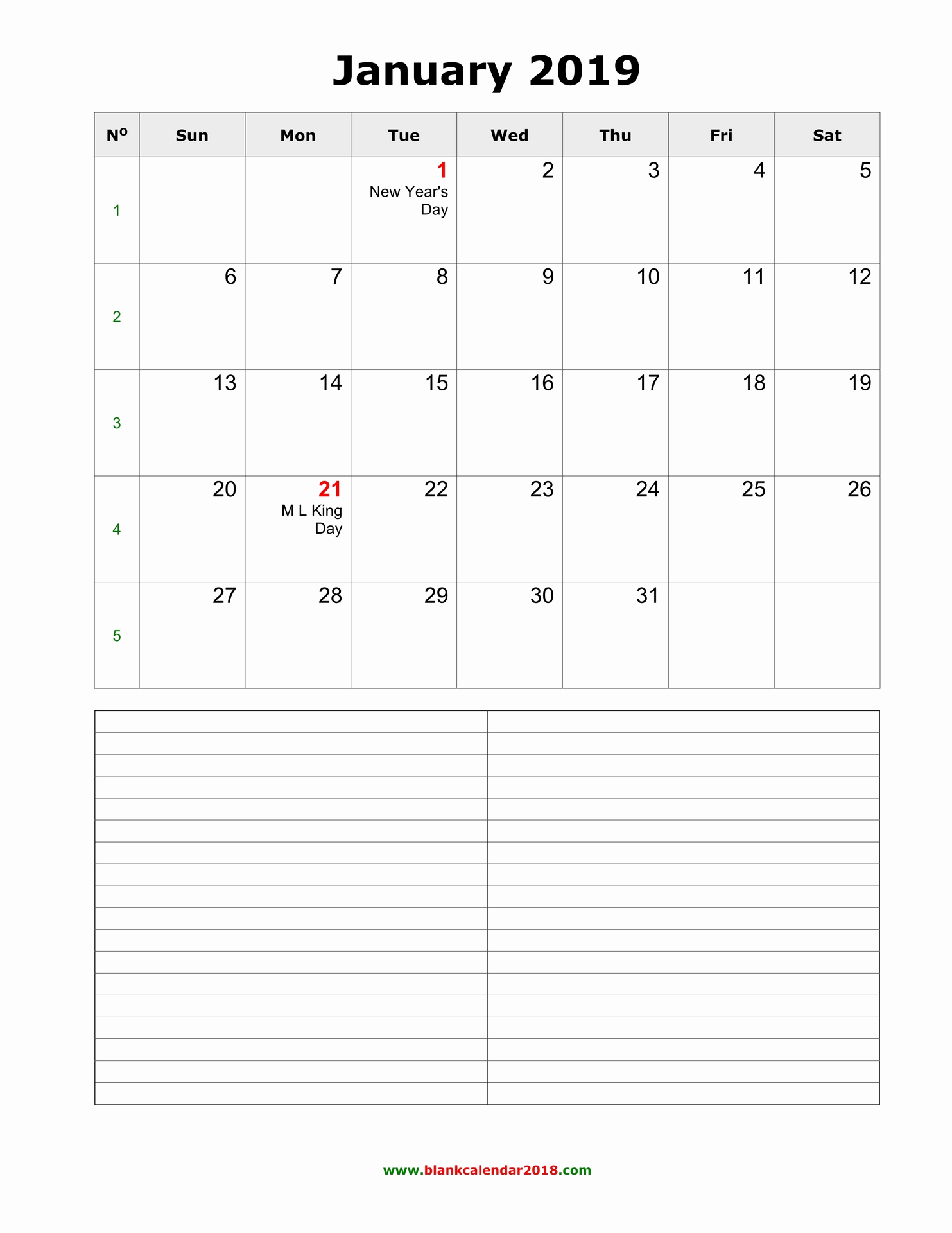 2019 Monthly Calendar Word Unique Blank Calendar 2019