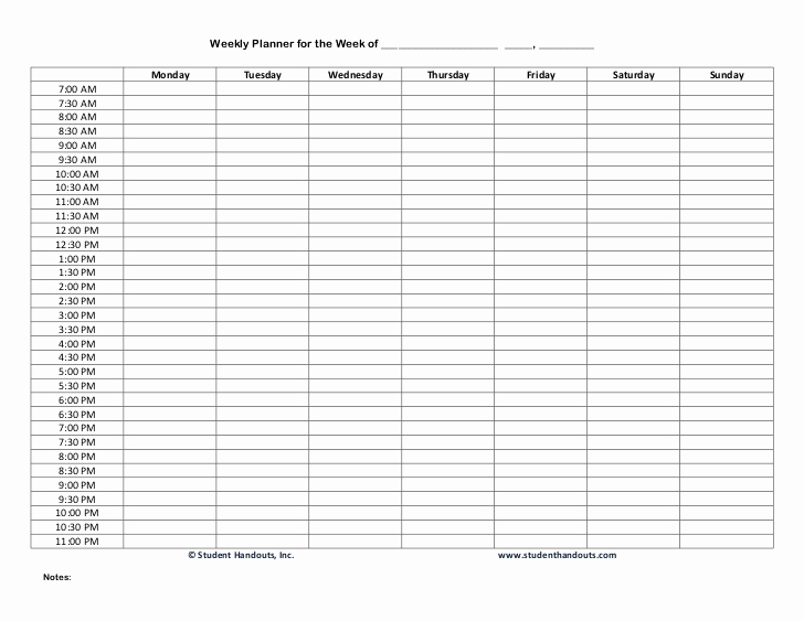24 Hour Schedule Template Beautiful 1 E Weekly Hourly Planner