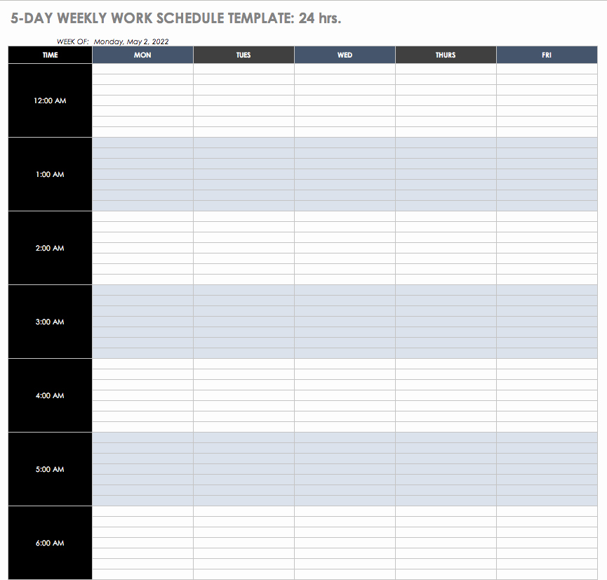 24 Hour Schedule Template New Free Work Schedule Templates for Word and Excel
