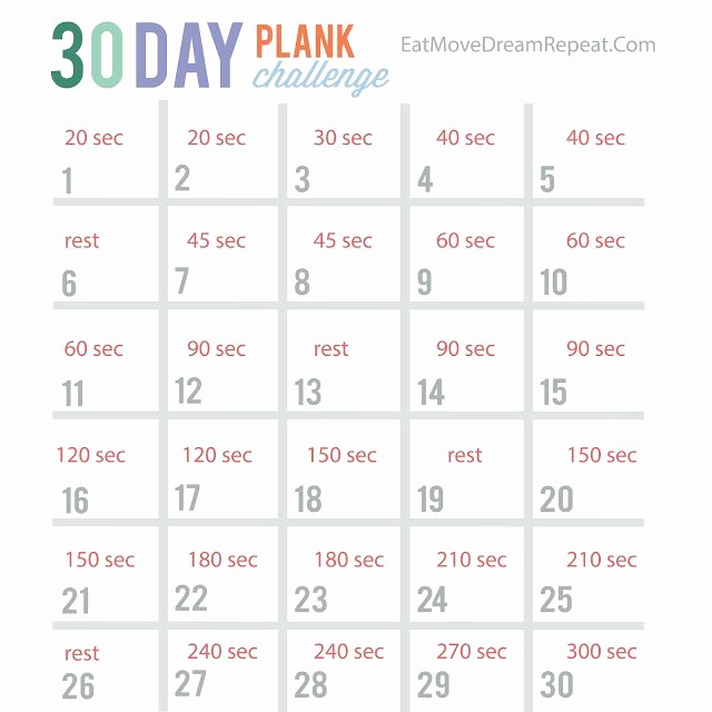 30 Day Calendar Template Best Of 30 Day Plank Challenge Printable Free Calendar Template