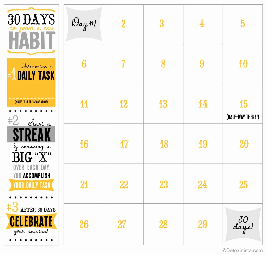 30 Day Calendar Template Unique 30 Day Printable Calendar