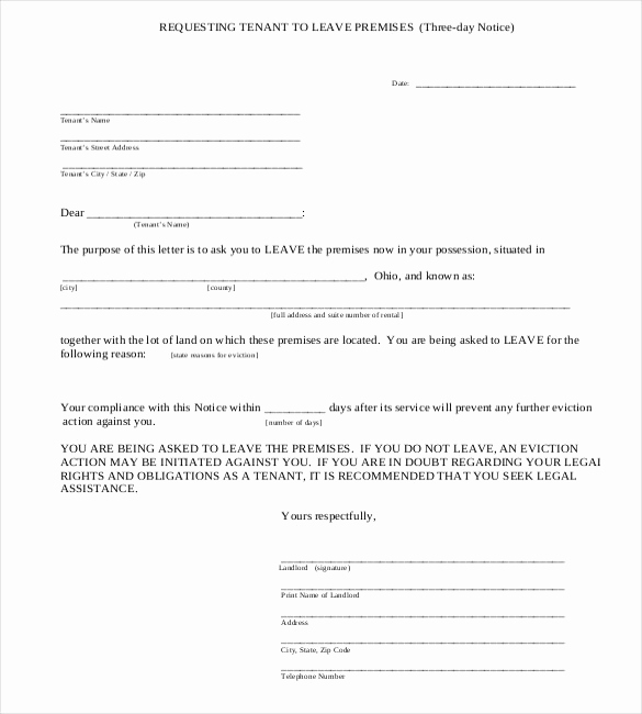 30 Day Eviction Notice form Awesome 30 Day Eviction Notice Template