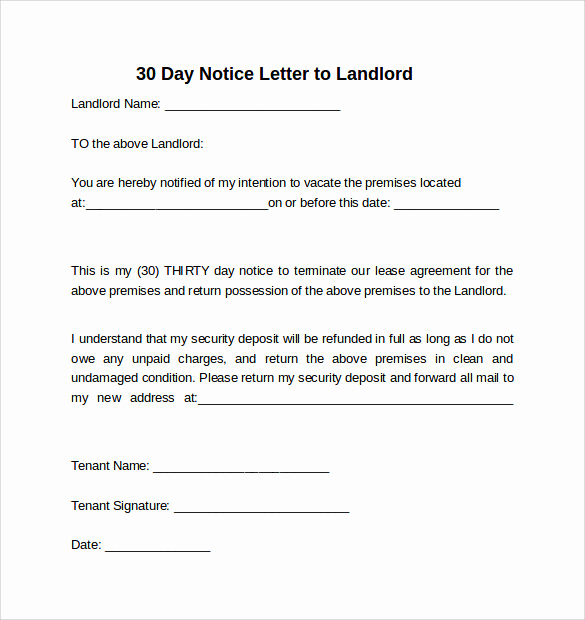 30 Day Notice Template Inspirational 10 Sample 30 Days Notice Letters to Landlord In Word