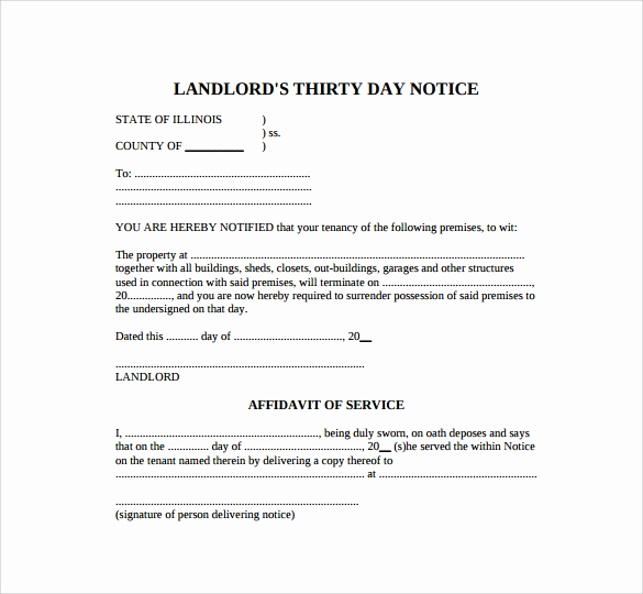 30 Day Notice Template New Sample 30 Day Notice Template 10 Free Documents In Pdf