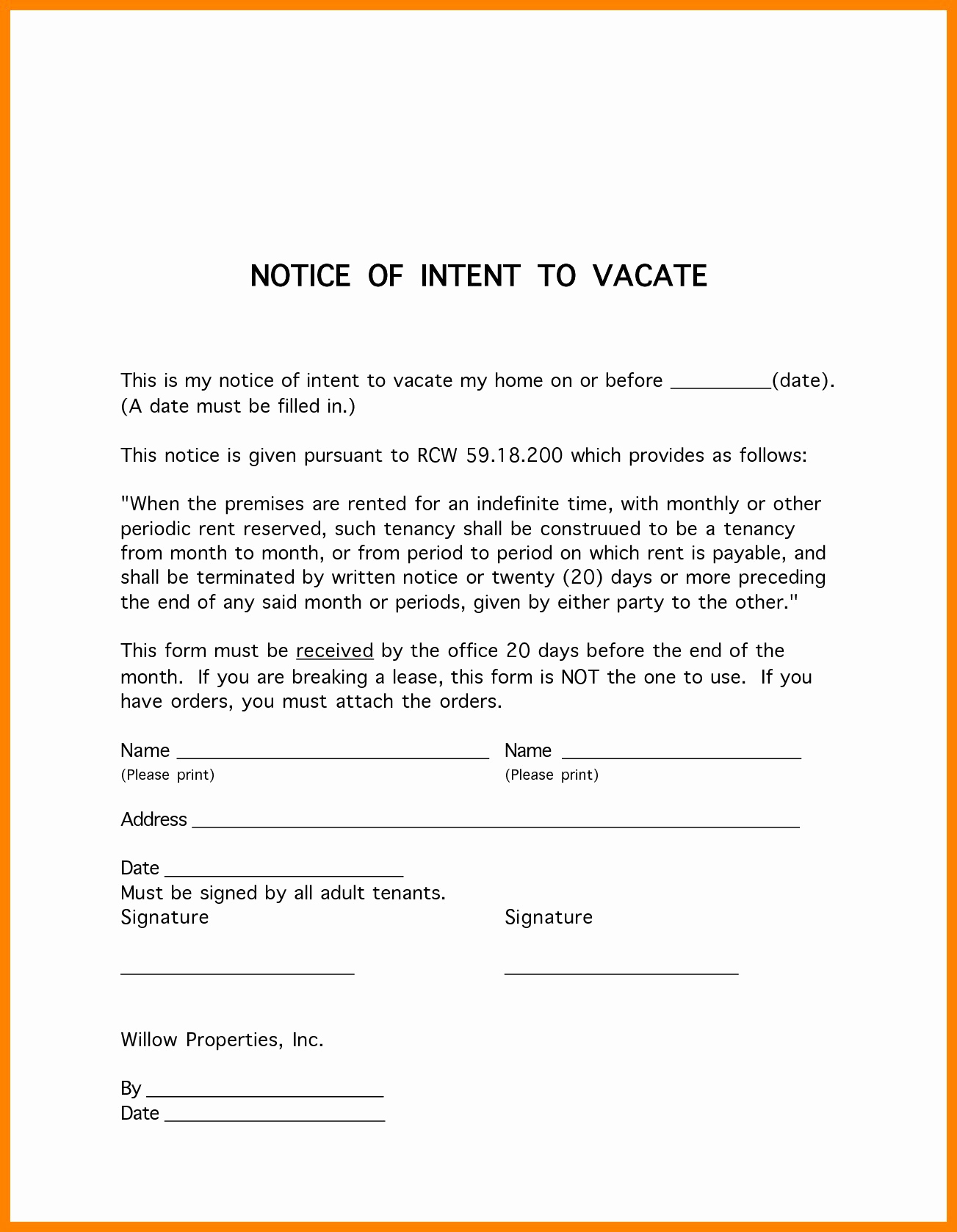 60 Day Apartment Notice Letter Awesome Notice for Leaving Apartment to Vacate Letter Tenant