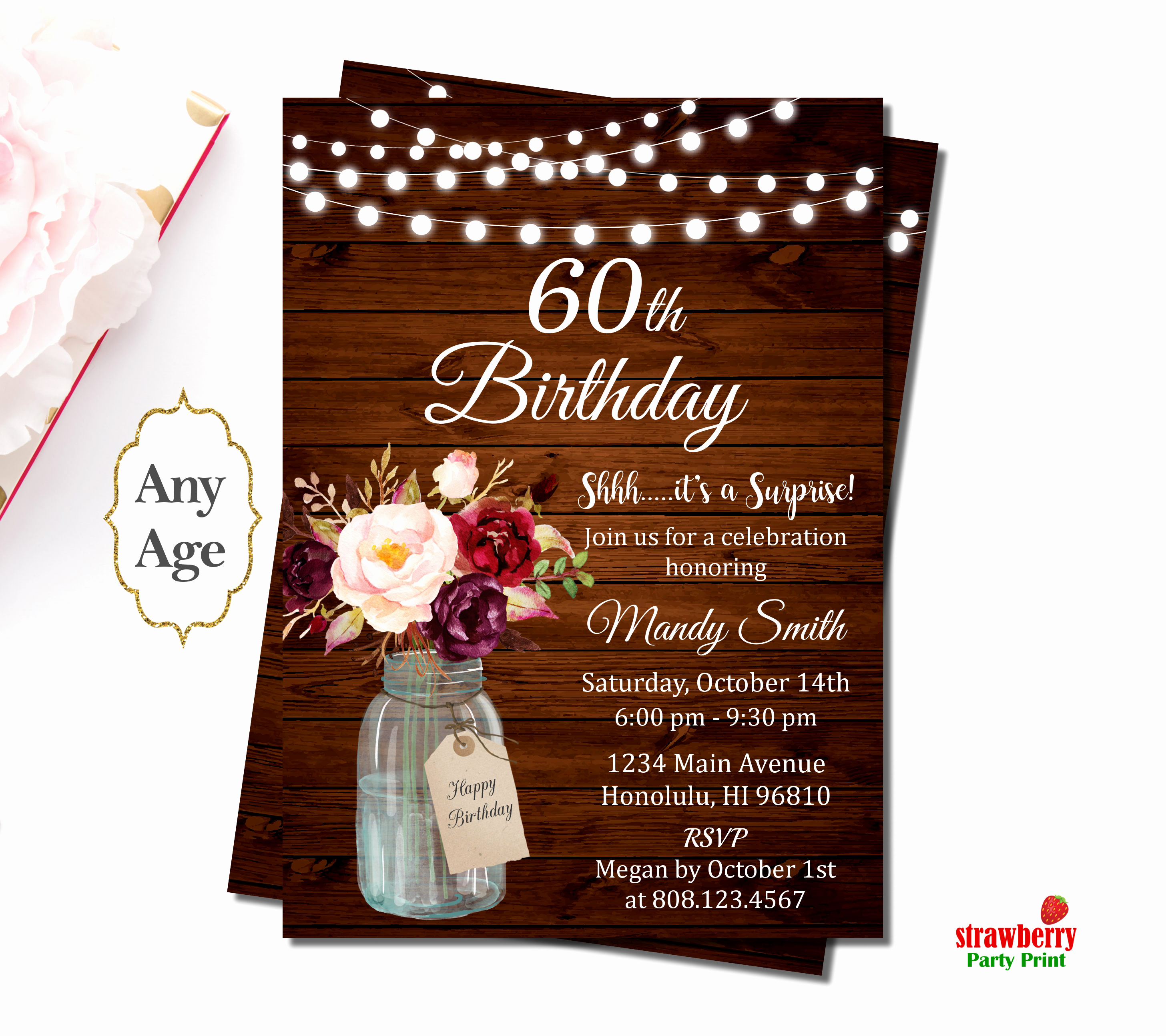 60 Th Birthday Invitation Inspirational 60th Birthday Invitations for Women Surprise 60th Birthday