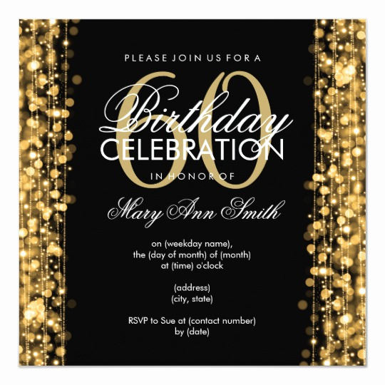 60 Th Birthday Invitation Lovely Elegant 60th Birthday Party Sparkles Gold Invitation