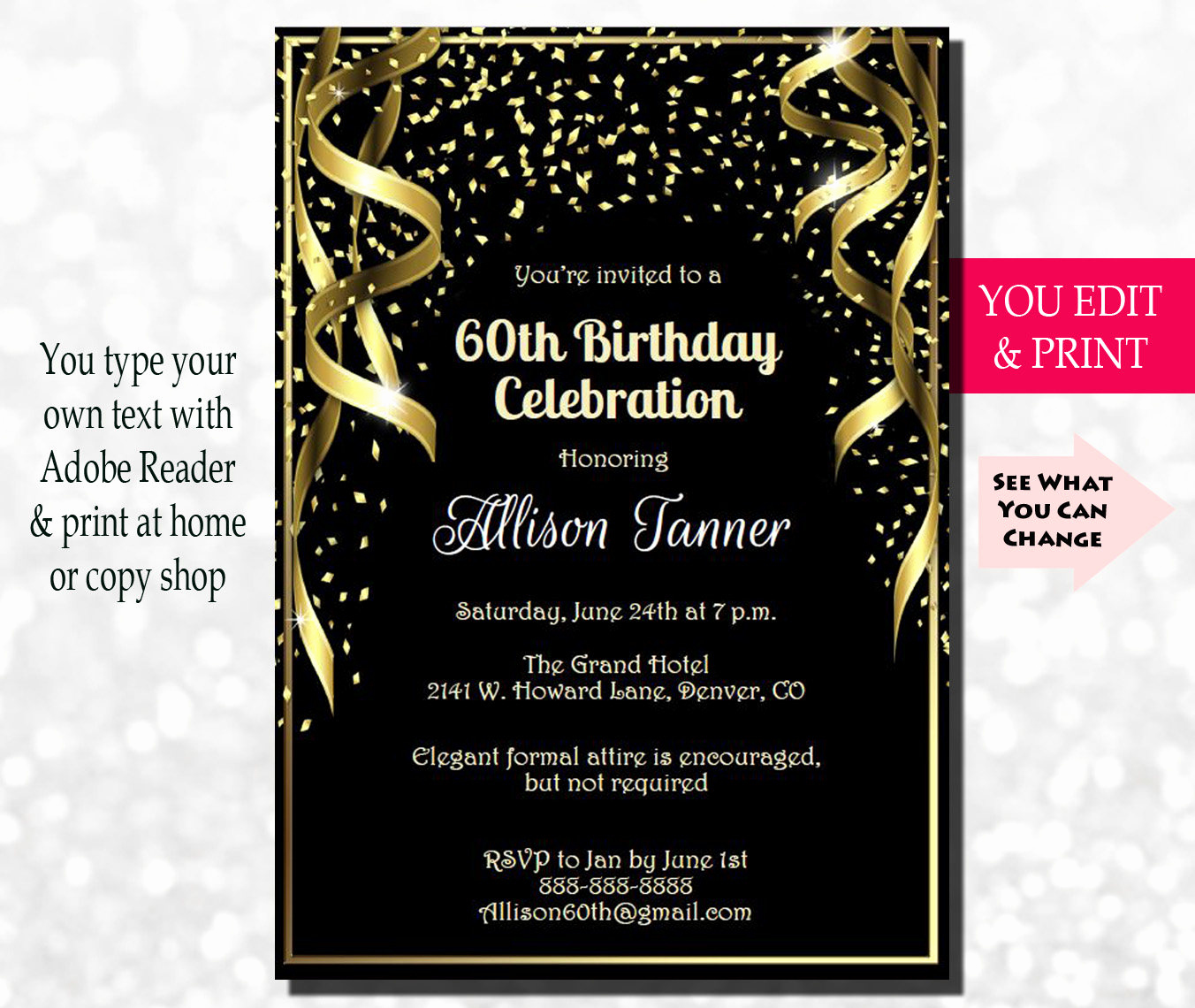 60 Th Birthday Invitation Luxury 60th Birthday Invitation 60th Birthday Party Invitation 60th