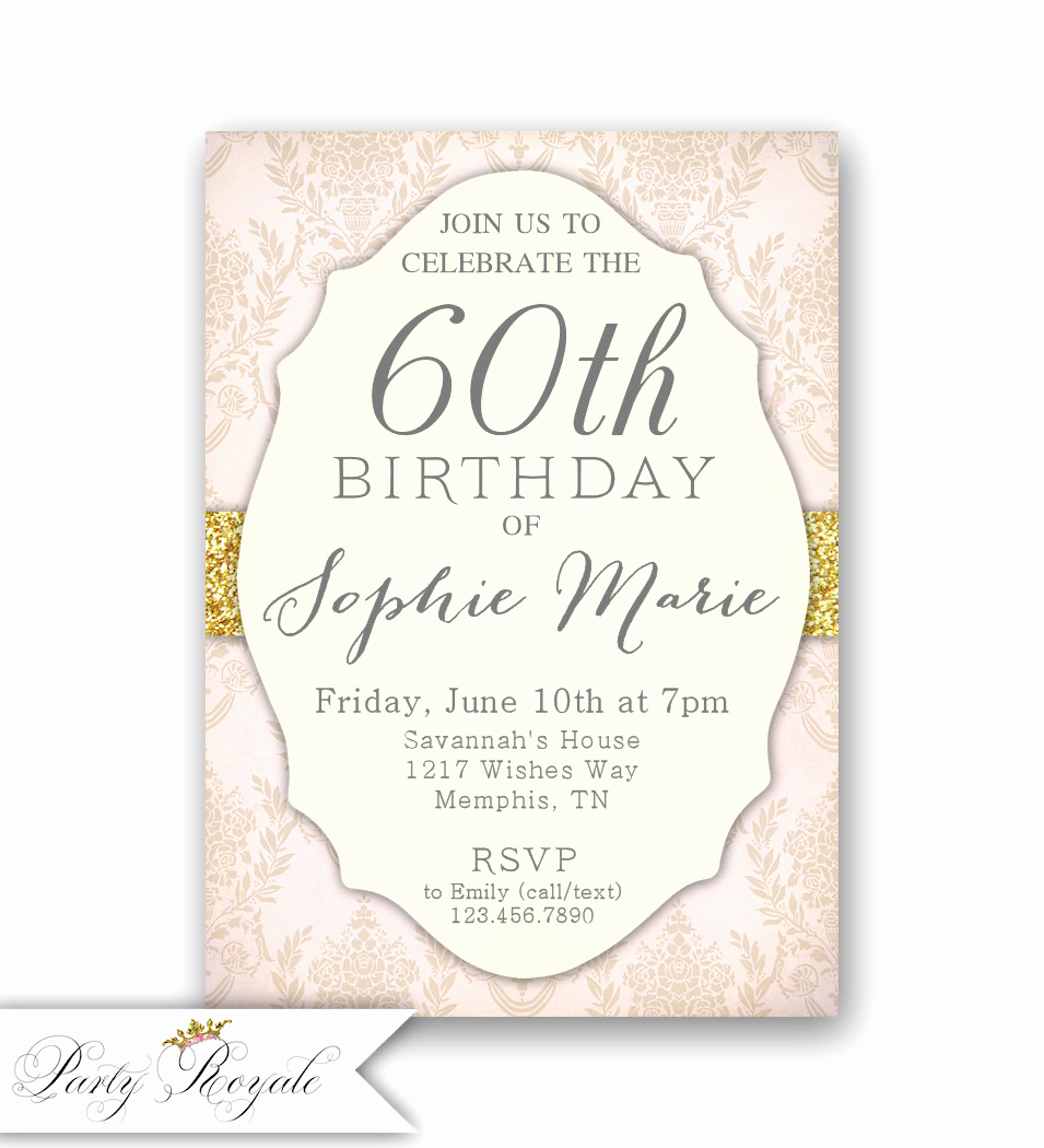 60 Th Birthday Invitation Luxury Elegant 60th Birthday Invitations Women S 60th
