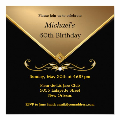 60 Th Birthday Invitation New Men S Elegant Gold Black 60th Brithday Invitations