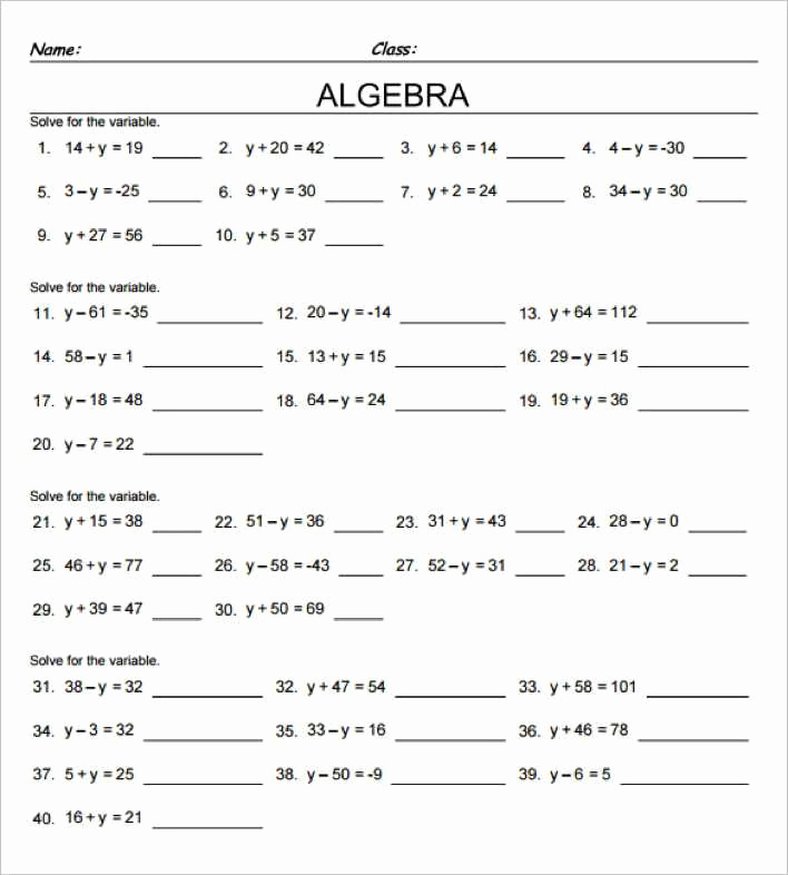 7th Grade Algebra Worksheets Unique 7th Grade Algebra Worksheet Sample