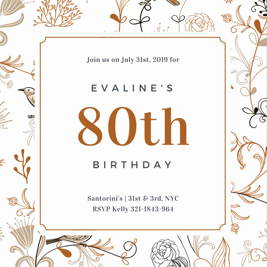 80th Birthday Party Invitations Fresh Customize 985 80th Birthday Invitation Templates Online