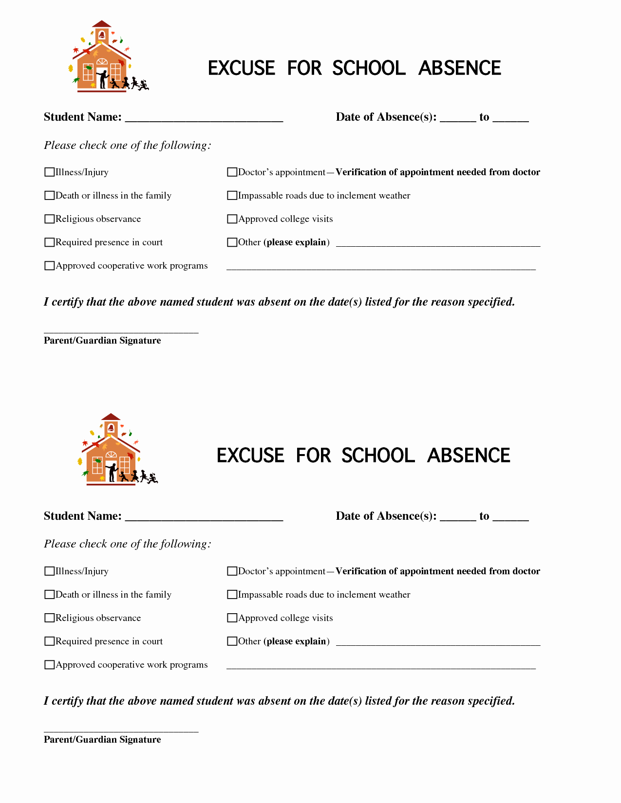 Absence Note for School Beautiful 8 Best Of Printable for School Absence Excuses