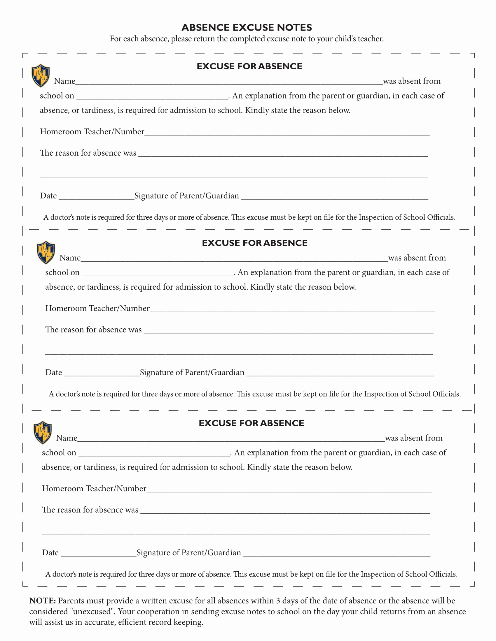 Absence Note for School New 8 School Excuse Note Templates Pdf