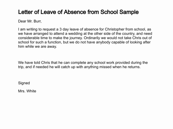 Absent Note for School Awesome What is A Good Sample Letter to Write An Absence From