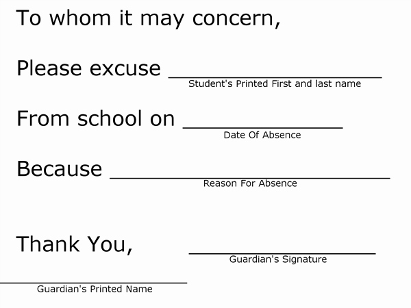 Absent Note for School Best Of for Students Student Information