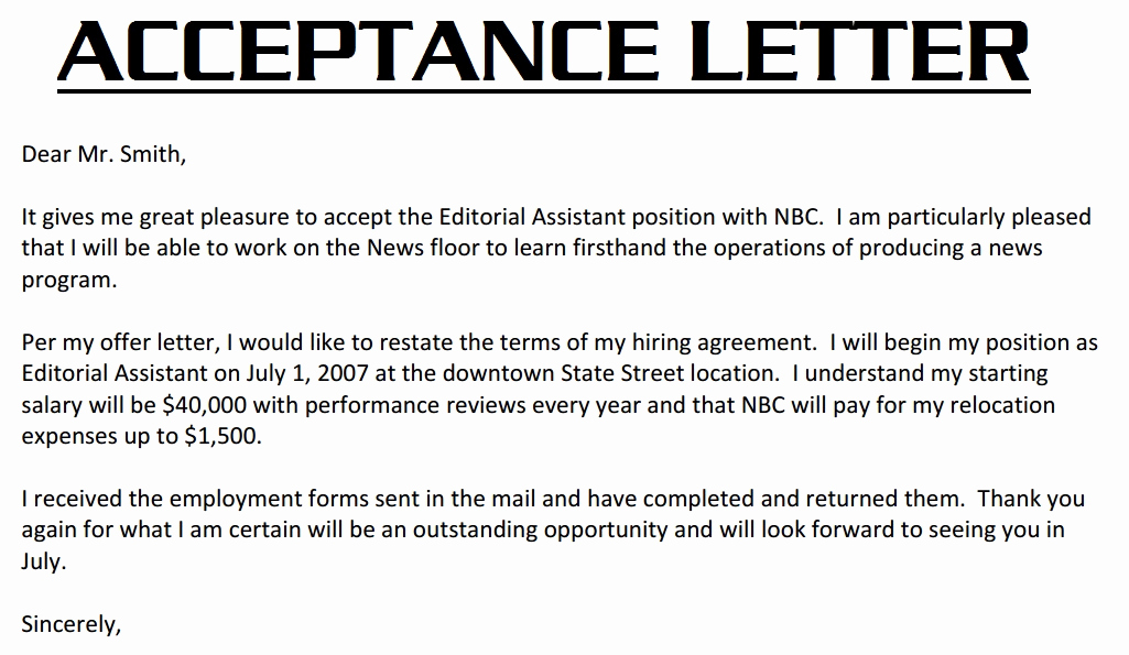 Acceptance Letter for Job Lovely Job Acceptance Letter 3000 Acceptance Letter Example