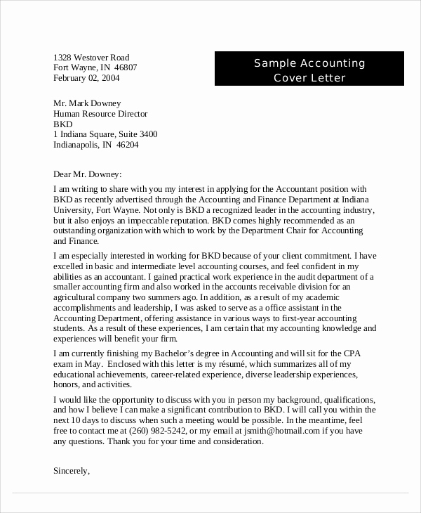 Accounting Internship Cover Letter Awesome 12 Accounting Cover Letters Free Sample Example format