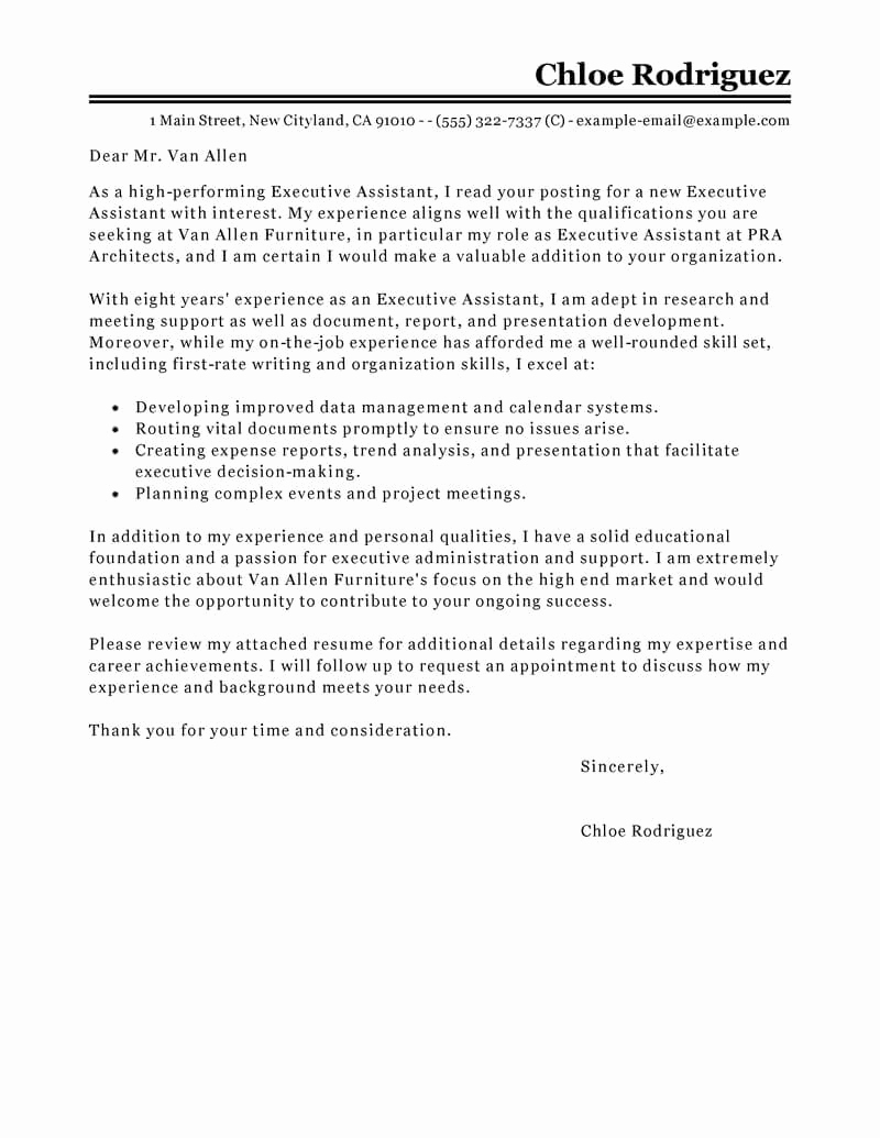 Administrative assistant Cover Letter Examples Awesome Best Executive assistant Cover Letter Examples