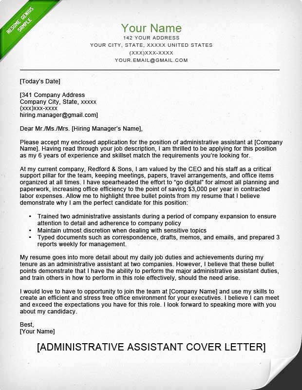 Administrative assistant Cover Letter Examples Elegant Administrative assistant &amp; Executive assistant Cover
