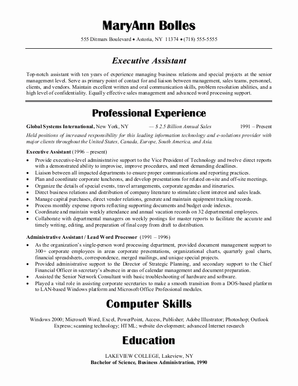 Administrative assistant Resume Objective Best Of Sample Resumes Administrative assistant Resume or