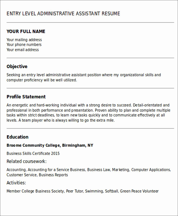 Administrative assistant Resume Objective Unique Administrative assistant Resume Objective 6 Examples In