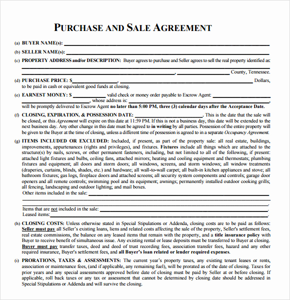 Agreement to Sell Real Estate Elegant Sample Real Estate Purchase Agreement 7 Examples format