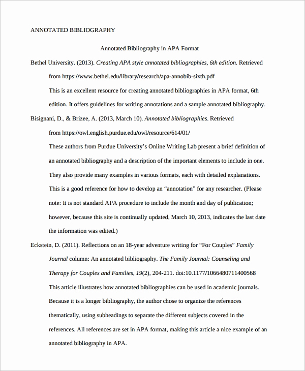 Annotated Bibliography Template Apa Luxury 10 Annotated Bibliography Free Sample Example format