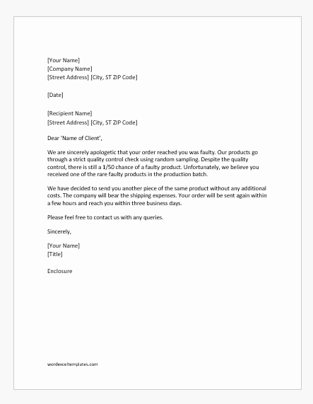 professional apology letters to client customer