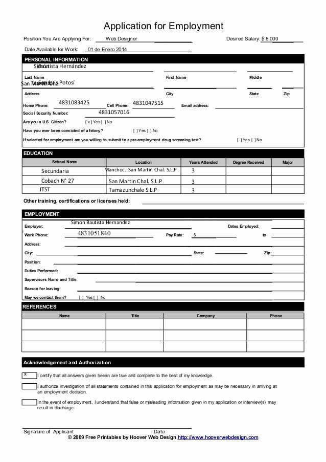 Application for Employment Templates Beautiful Free Printable Job Application form Template form Generic