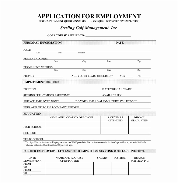 Application for Employment Templates Best Of 21 Employment Application Templates Pdf Doc