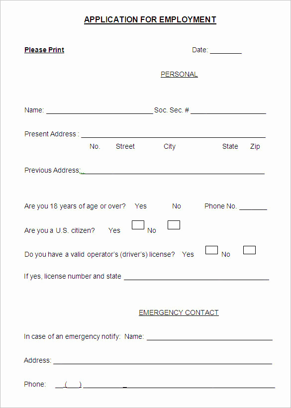 Application for Employment Templates Best Of 22 Employment Application form Template Free Word Pdf