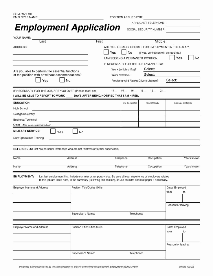 Application for Employment Templates Best Of Printable Job Application Templates