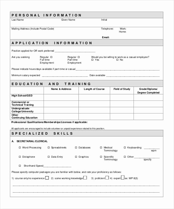 Application for Employment Templates Fresh 21 Employment Application Templates Pdf Doc