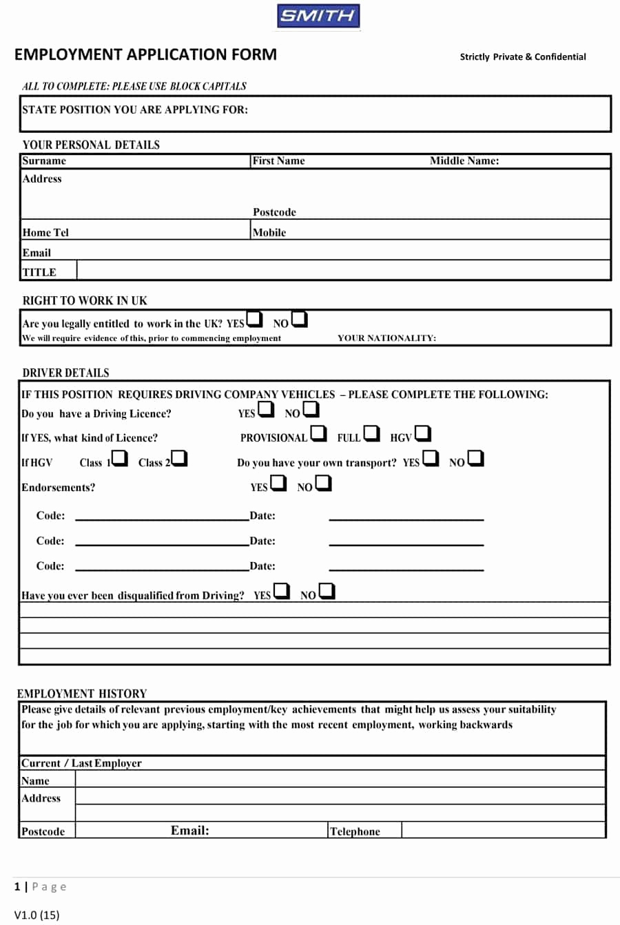 Application for Employment Templates Lovely 50 Free Employment Job Application form Templates